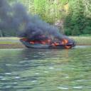 Boat fire Gobeil Bay